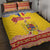 Personalized Vintage Romania Coat of Arms Quilt Bed Set Golden Eagle with Romanian Peony