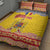 Personalized Vintage Romania Coat of Arms Quilt Bed Set Golden Eagle with Romanian Peony