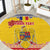 Personalized Vintage Romania Coat of Arms Round Carpet Golden Eagle with Romanian Peony