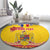 Personalized Vintage Romania Coat of Arms Round Carpet Golden Eagle with Romanian Peony