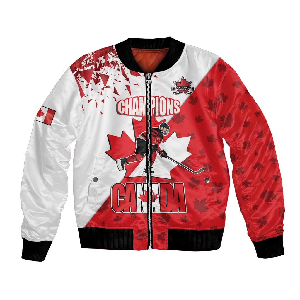 Custom Canada Ice Hockey Champions Forever Bomber Jacket Sporty Style