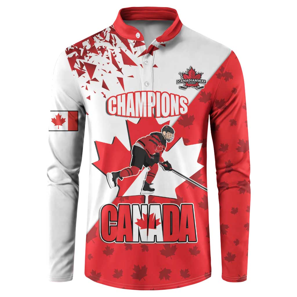 Custom Canada Ice Hockey Champions Forever Button Sweatshirt Sporty Style