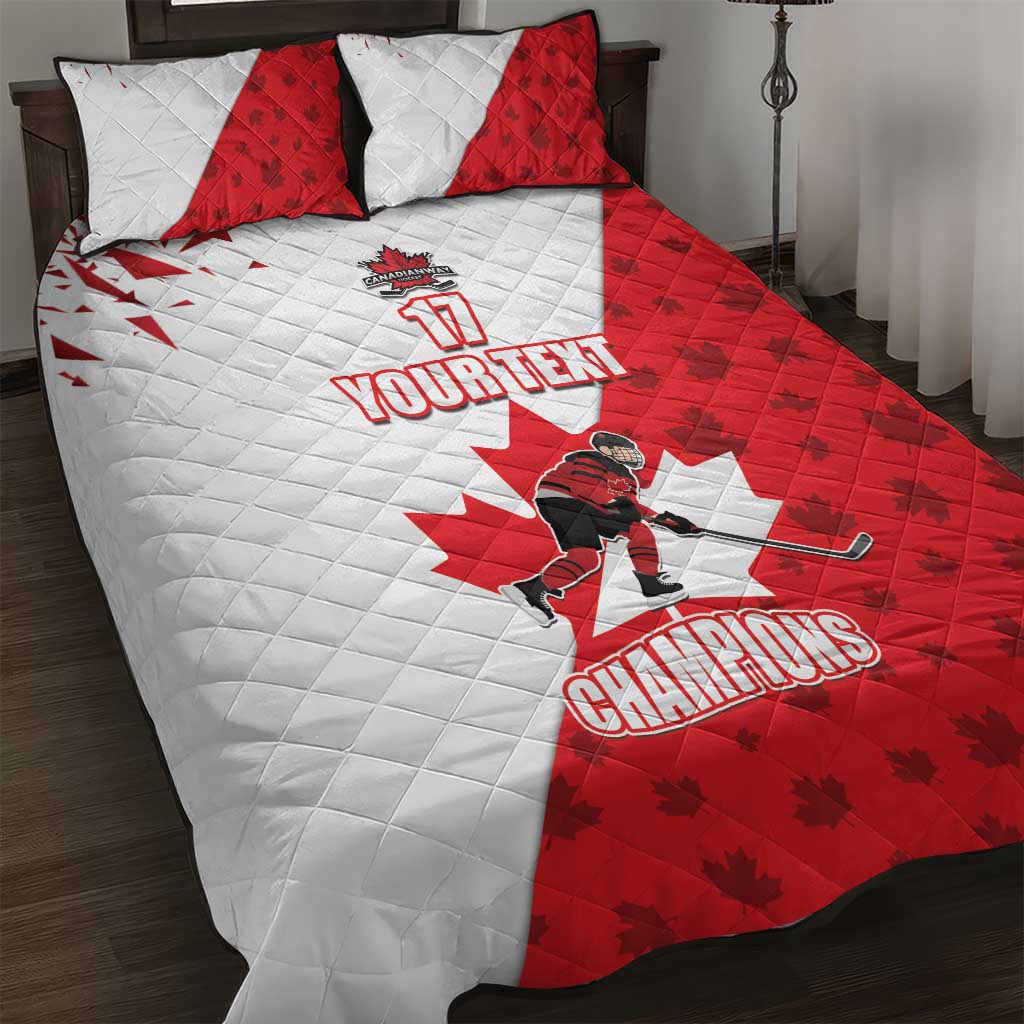 Custom Canada Ice Hockey Champions Forever Quilt Bed Set Sporty Style