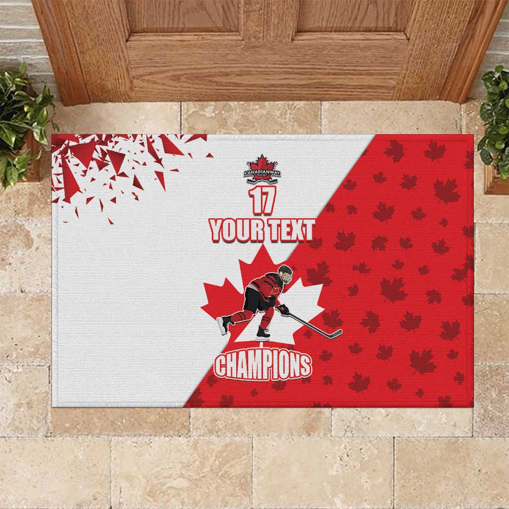 Custom Canada Ice Hockey Champions Forever Rubber Doormat Sporty Style