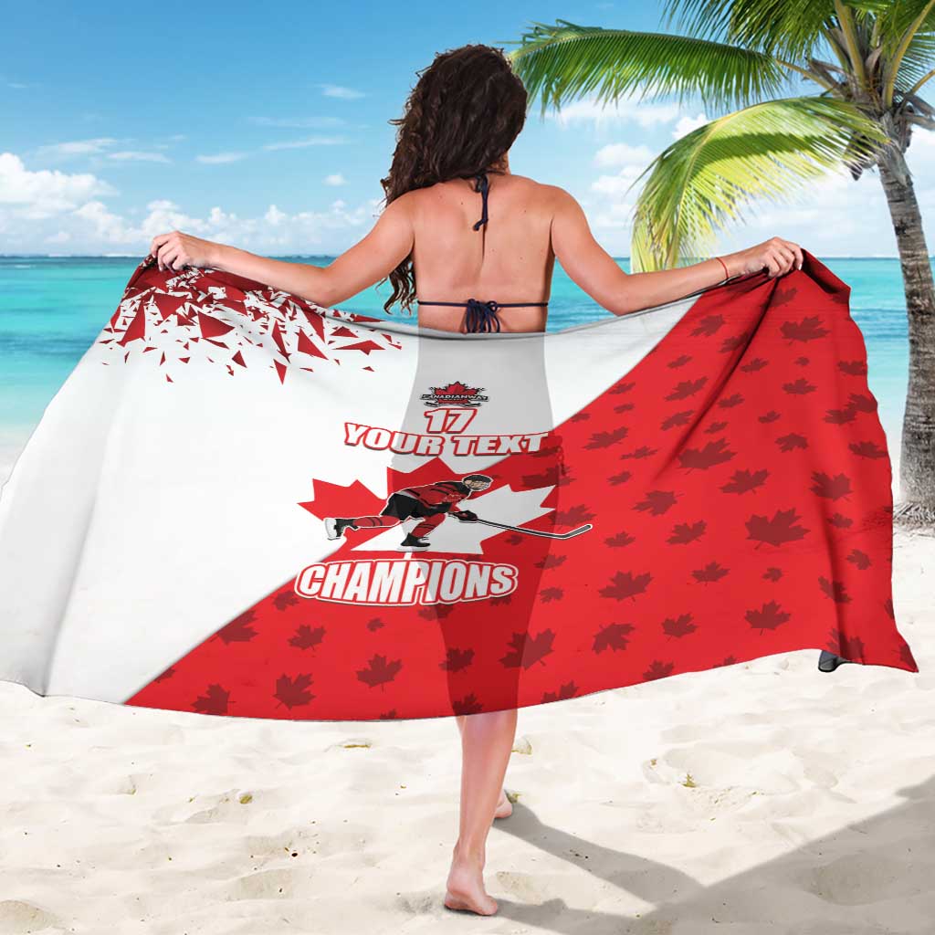 Red and white hockey champions custom sarong with rear 'YOUR TEXT' panel