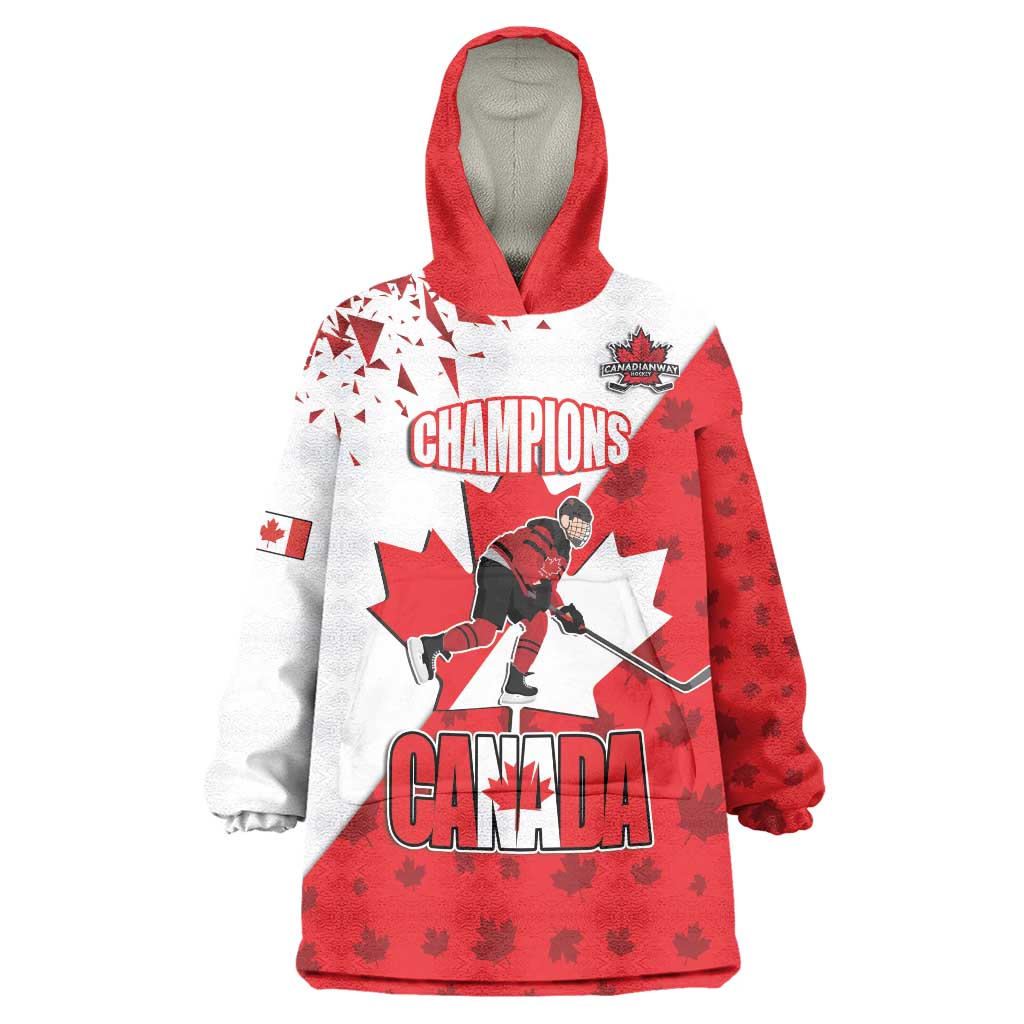 Custom Canada Ice Hockey Champions Forever Wearable Blanket Hoodie Sporty Style