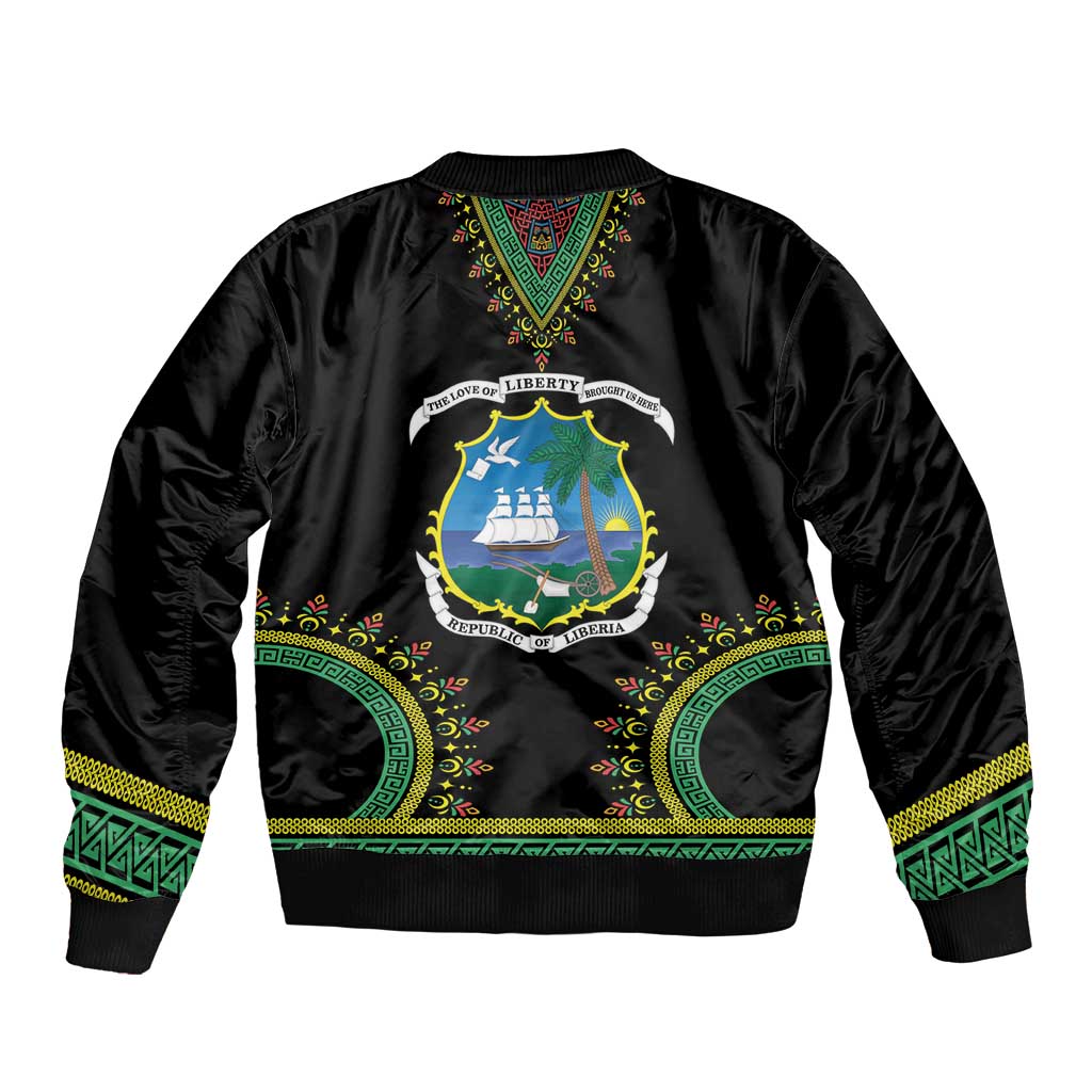 Liberia Coat of Arms Bomber Jacket African Dashiki Style