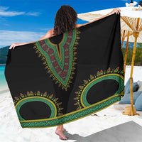 Black dashiki-style sarong with green circular border print