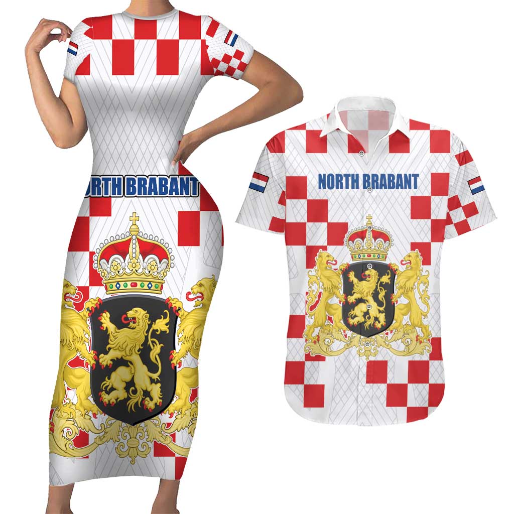 Netherlands North Brabant Province Custom Couples Matching Short Sleeve Bodycon Dress and Hawaiian Shirt