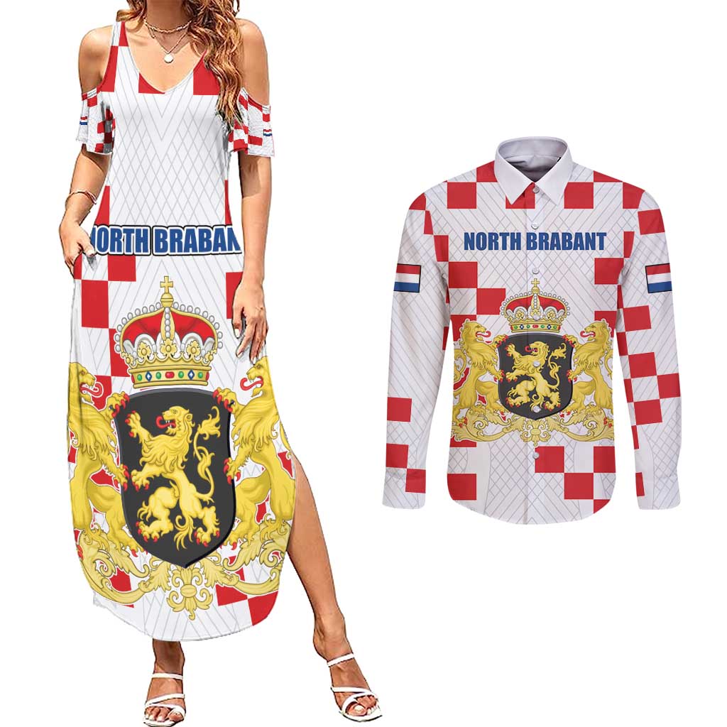 Netherlands North Brabant Province Custom Couples Matching Summer Maxi Dress and Long Sleeve Button Shirt