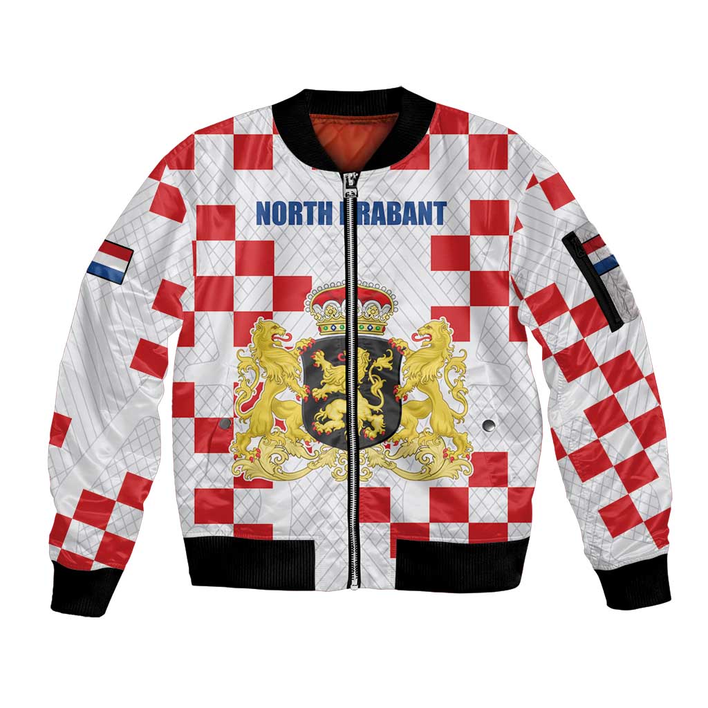 Netherlands North Brabant Province Custom Sleeve Zip Bomber Jacket