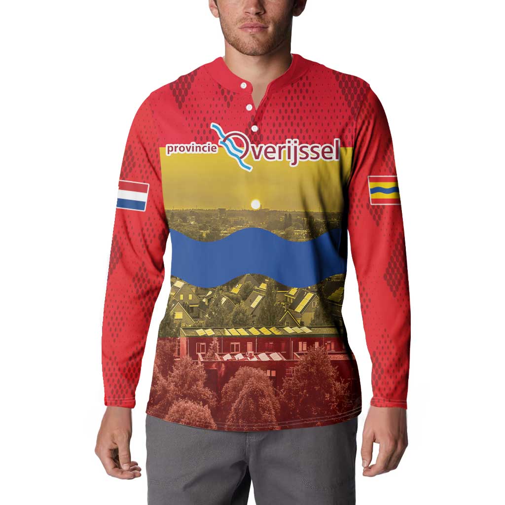 Netherlands Overijssel Province Button Sweatshirt Flag Style