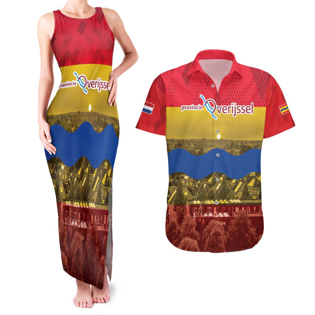 Netherlands Overijssel Province Couples Matching Tank Maxi Dress and Hawaiian Shirt Flag Style