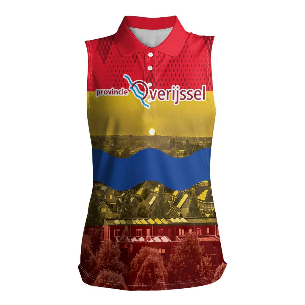 Netherlands Overijssel Province Women Sleeveless Polo Shirt Flag Style