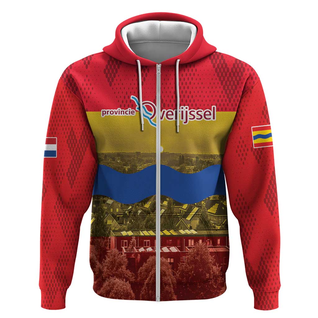 Netherlands Overijssel Province Zip Hoodie Flag Style