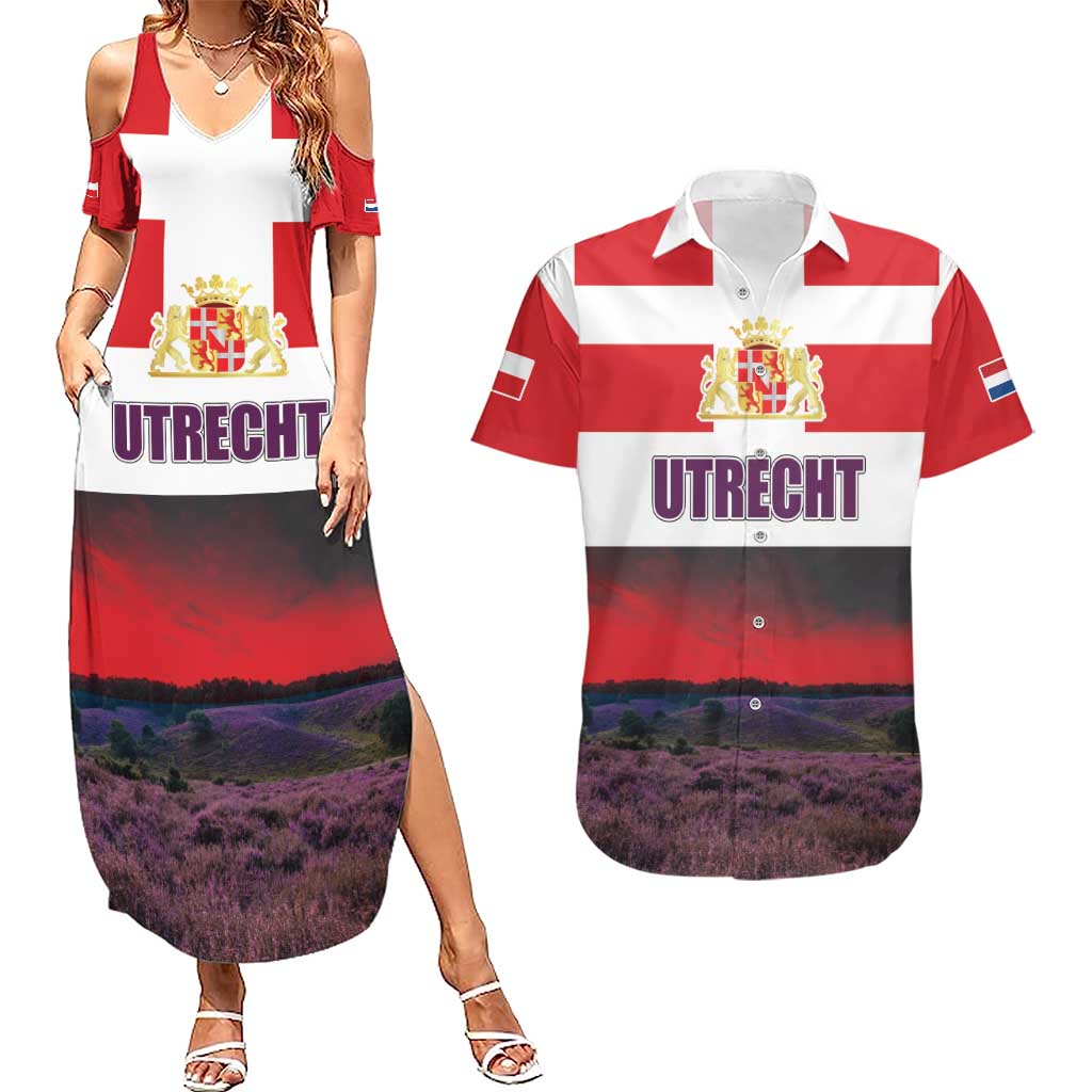 Netherlands Utrecht Province Couples Matching Summer Maxi Dress and Hawaiian Shirt Flag Style