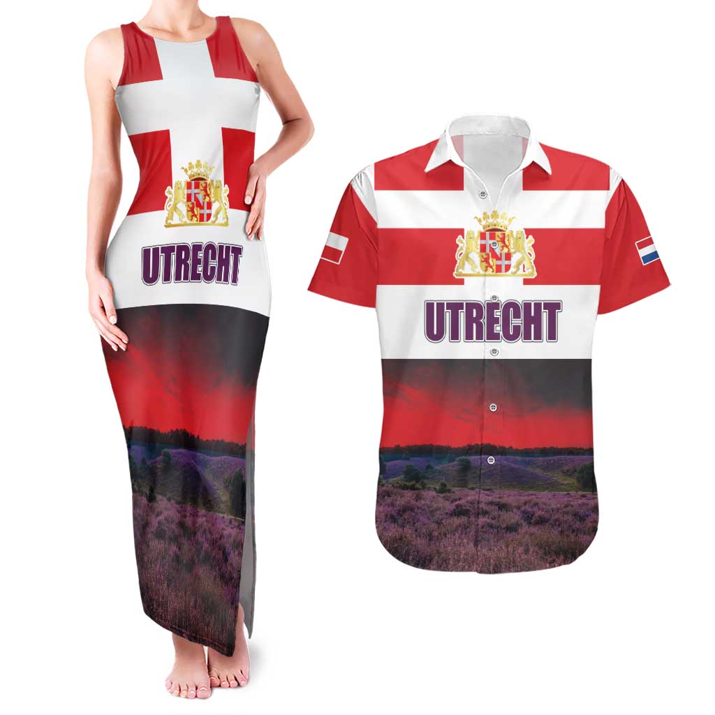 Netherlands Utrecht Province Couples Matching Tank Maxi Dress and Hawaiian Shirt Flag Style