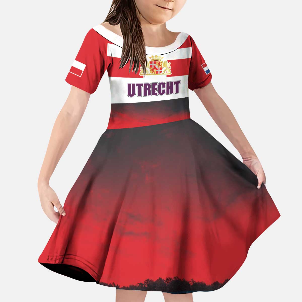 Netherlands Utrecht Province Kid Short Sleeve Dress Flag Style