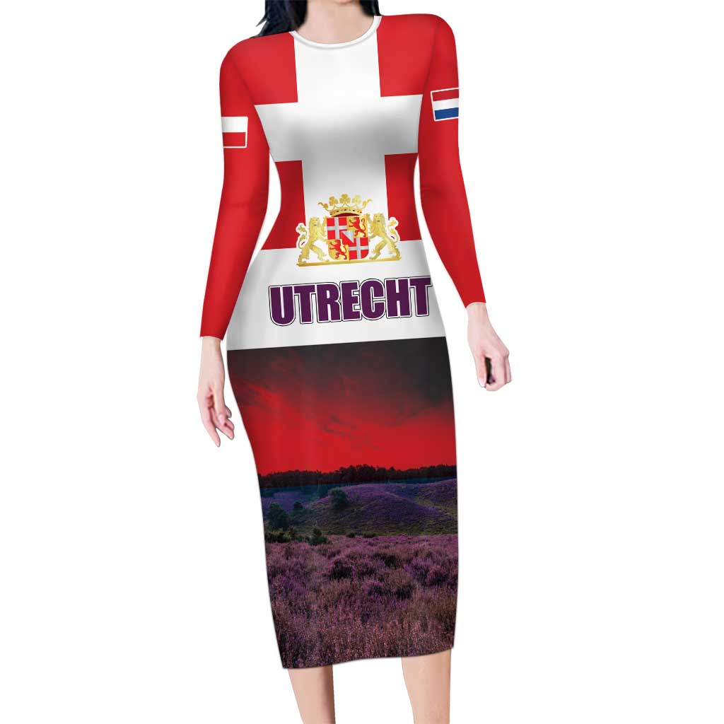 Netherlands Utrecht Province Long Sleeve Bodycon Dress Flag Style