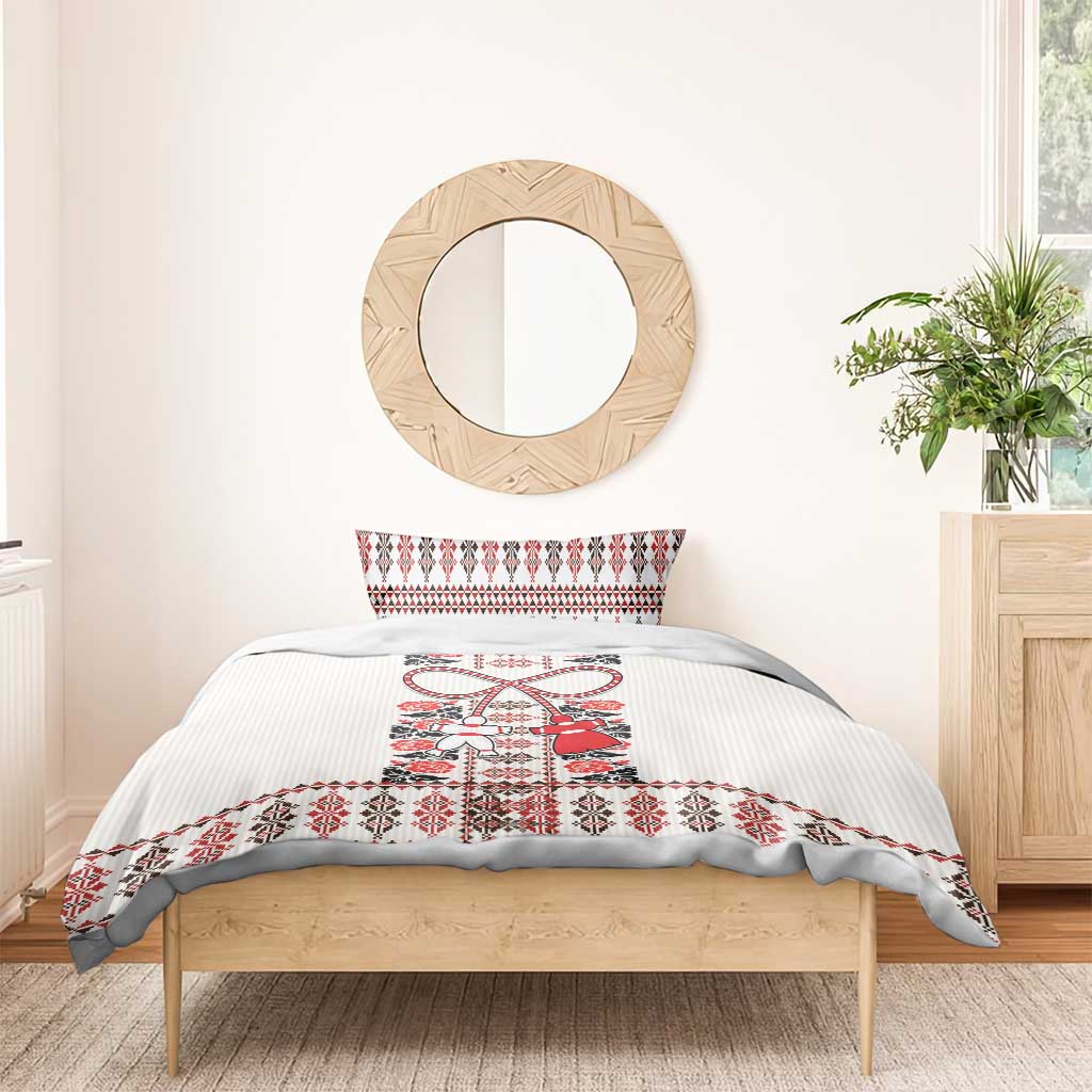 Romanian Traditional Pattern with Martenitsa Bedding Set Happy Martisor Day 1 March