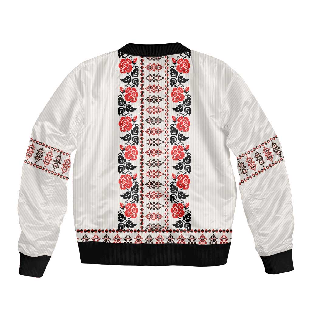 Romanian Traditional Pattern with Martenitsa Bomber Jacket Happy Martisor Day 1 March