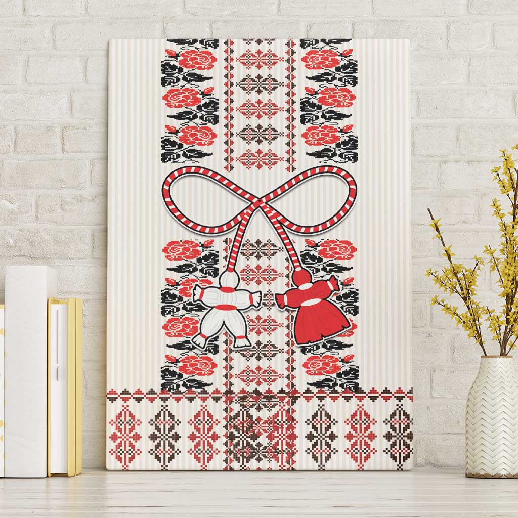 Romanian Traditional Pattern with Martenitsa Canvas Wall Art Happy Martisor Day 1 March