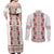 Romanian Traditional Pattern with Martenitsa Couples Matching Off Shoulder Maxi Dress and Long Sleeve Button Shirt Happy Martisor Day 1 March