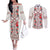 Romanian Traditional Pattern with Martenitsa Couples Matching Off The Shoulder Long Sleeve Dress and Long Sleeve Button Shirt Happy Martisor Day 1 March