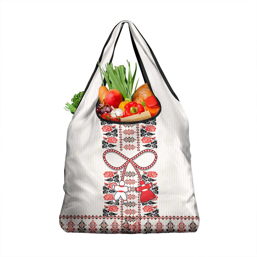 Romanian Traditional Pattern with Martenitsa Grocery Bag Happy Martisor Day 1 March