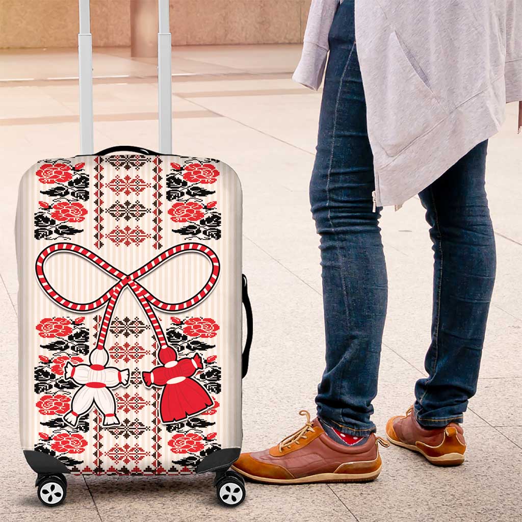 Romanian Traditional Pattern with Martenitsa Luggage Cover Happy Martisor Day 1 March