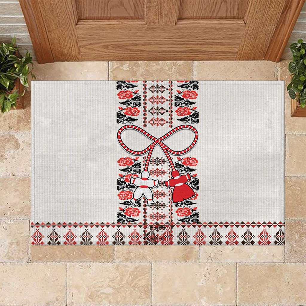 Romanian Traditional Pattern with Martenitsa Rubber Doormat Happy Martisor Day 1 March