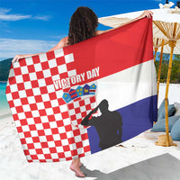 Croatia Victory Day sarong with red checkered pattern, flag stripes, runner silhouette
