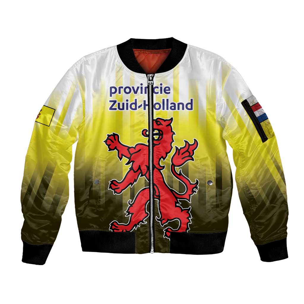 Netherlands Provincie Zuid-Holland Personalized Sleeve Zip Bomber Jacket Flag Style