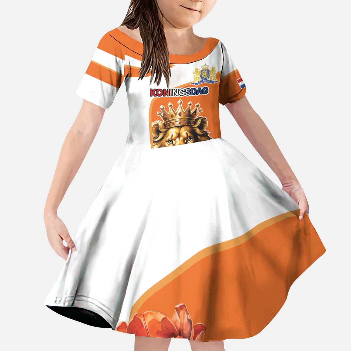 Netherlands Koningsdag Kid Short Sleeve Dress Happy King's Day