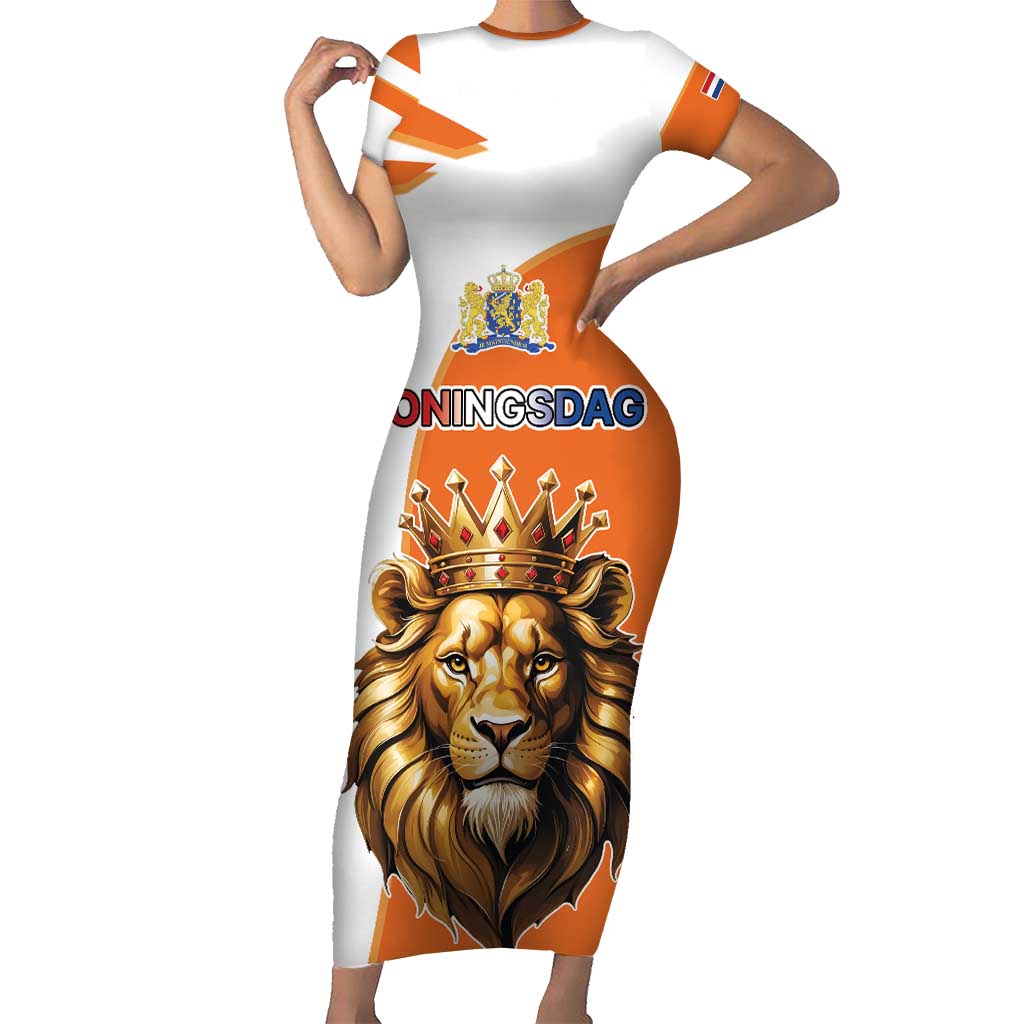 Netherlands Koningsdag Short Sleeve Bodycon Dress Happy King's Day