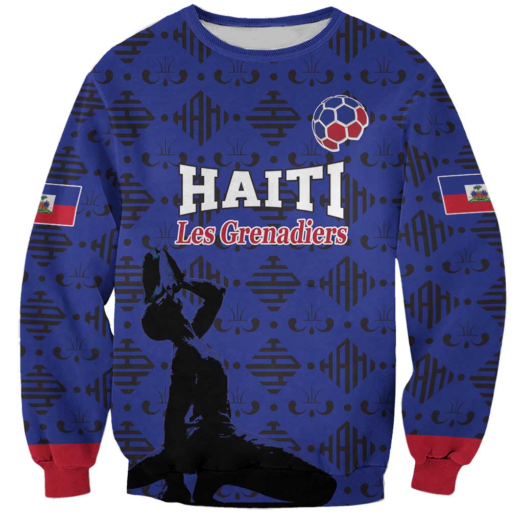 Custom Haiti Football Sweatshirt Come on Les Grenadiers Blue Style