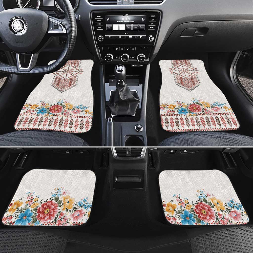 Romania Happy Martisor Day 1 March Car Mats Martenitsa and Peony Romanian Traditional Pattern