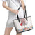 Romania Happy Martisor Day 1 March Leather Tote Bag Martenitsa and Peony Romanian Traditional Pattern