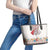 Romania Happy Martisor Day 1 March Leather Tote Bag Martenitsa and Peony Romanian Traditional Pattern