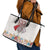 Romania Happy Martisor Day 1 March Leather Tote Bag Martenitsa and Peony Romanian Traditional Pattern