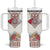 Romania Happy Martisor Day 1 March Tumbler With Handle Romanian Traditional Pattern with Martenitsa and Peony