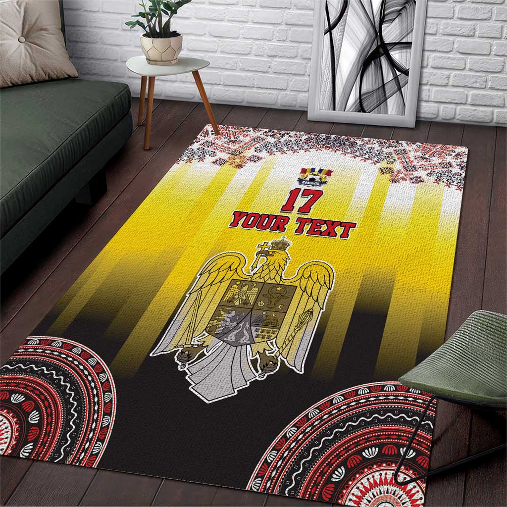 Custom Romania Football Go Champions Area Rug Romanian Traditional Patern