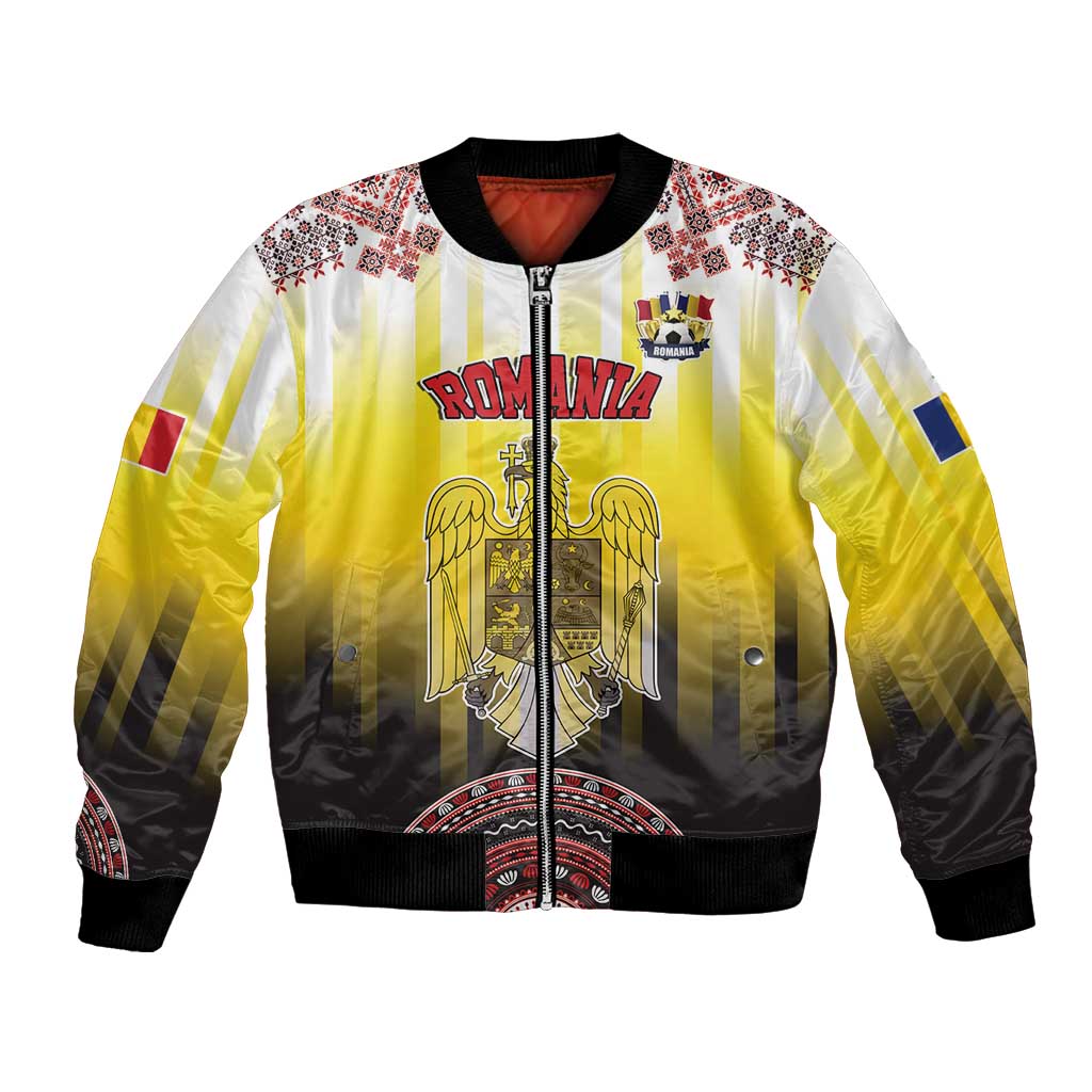 Custom Romania Football Go Champions Bomber Jacket Romanian Traditional Patern