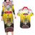 Custom Romania Football Go Champions Couples Matching Long Sleeve Bodycon Dress and Hawaiian Shirt Romanian Traditional Patern