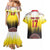 Custom Romania Football Go Champions Couples Matching Mermaid Dress and Hawaiian Shirt Romanian Traditional Patern