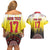 Custom Romania Football Go Champions Couples Matching Off Shoulder Short Dress and Hawaiian Shirt Romanian Traditional Patern