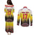 Custom Romania Football Go Champions Couples Matching Puletasi and Long Sleeve Button Shirt Romanian Traditional Patern