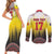 Custom Romania Football Go Champions Couples Matching Short Sleeve Bodycon Dress and Long Sleeve Button Shirt Romanian Traditional Patern