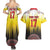 Custom Romania Football Go Champions Couples Matching Summer Maxi Dress and Hawaiian Shirt Romanian Traditional Patern