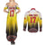 Custom Romania Football Go Champions Couples Matching Summer Maxi Dress and Long Sleeve Button Shirt Romanian Traditional Patern